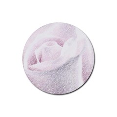 Rose Pink Flower  Floral Pencil Drawing Art Rubber Coaster (round)  by picsaspassion