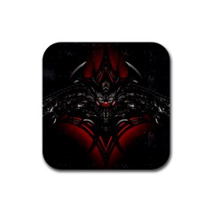 Black Dragon Grunge Rubber Square Coaster (4 Pack)  by Celenk