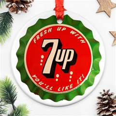 Fresh Up With  7 Up Bottle Cap Tin Metal Ornament (round) by Celenk