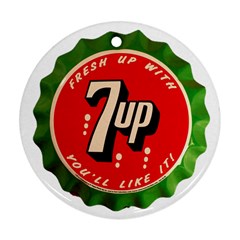 Fresh Up With  7 Up Bottle Cap Tin Metal Round Ornament (two Sides) by Celenk