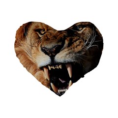 Male Lion Angry Standard 16  Premium Heart Shape Cushions by Celenk