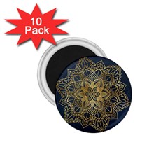 Gold Mandala Floral Ornament Ethnic 1 75  Magnets (10 Pack)  by Celenk