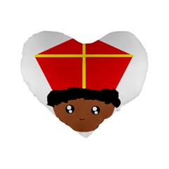 Cutieful Kids Art Funny Zwarte Piet Friend Of St  Nicholas Wearing His Miter Standard 16  Premium Heart Shape Cushions by yoursparklingshop