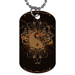 The Sign Ying And Yang With Floral Elements Dog Tag (two Sides) by FantasyWorld7