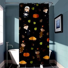 Pilgrims And Indians Pattern - Thanksgiving Shower Curtain 36  X 72  (stall)  by Valentinaart