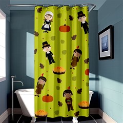 Pilgrims And Indians Pattern - Thanksgiving Shower Curtain 36  X 72  (stall)  by Valentinaart