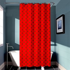 Small Christmas Green Polka Dots On Red Shower Curtain 36  X 72  (stall)  by PodArtist