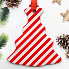 Christmas Red And White Candy Cane Stripes Christmas Tree Ornament (two Sides) by PodArtist