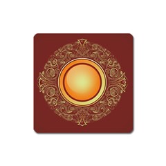 Badge Gilding Sun Red Oriental Square Magnet by Celenk