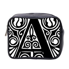 Alphabet Calligraphy Font A Letter Mini Toiletries Bag 2-side by Celenk