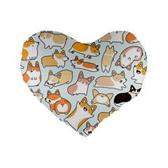 Corgilicious Corgi Doodle Art Standard 16  Premium Heart Shape Cushions by Celenk