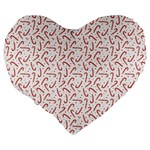 Candy Cane Large 19  Premium Flano Heart Shape Cushions Back