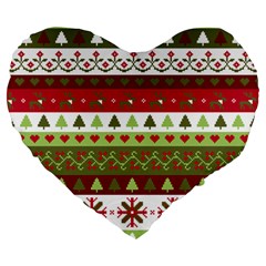 Christmas Spirit Pattern Large 19  Premium Flano Heart Shape Cushions by patternstudio