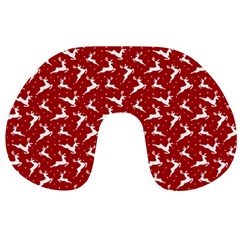 Red Reindeers Travel Neck Pillows by patternstudio