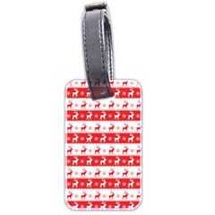 Knitted Red White Reindeers Luggage Tags (two Sides) by patternstudio