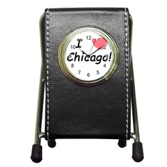 I Heart Chicago  Pen Holder Desk Clocks by SeeChicago