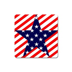 Patriotic Usa Stars Stripes Red Square Magnet by Celenk