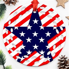 Patriotic Usa Stars Stripes Red Ornament (round Filigree) by Celenk