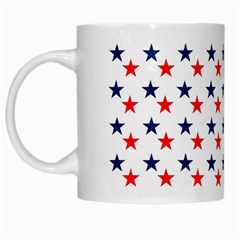 Patriotic Red White Blue Stars Usa White Mugs by Celenk