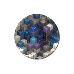 Cube Cubic Design 3d Shape Square Magnet 3  (round) by Celenk