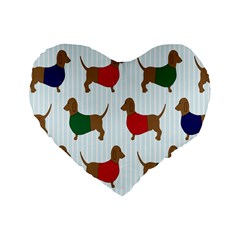 Dachshund Dog Cartoon Art Standard 16  Premium Heart Shape Cushions by Celenk