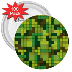 Tetris Camouflage Forest 3  Buttons (100 Pack)  by jumpercat