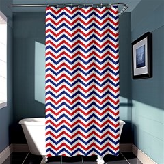 Navy Chevron Shower Curtain 36  X 72  (stall)  by jumpercat