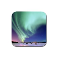 Aurora Borealis Alaska Space Rubber Square Coaster (4 Pack)  by BangZart