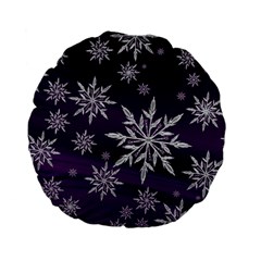 Christmas Star Ice Crystal Purple Background Standard 15  Premium Flano Round Cushions by BangZart