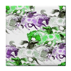 Horse Horses Animal World Green Tile Coasters by BangZart