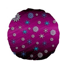 Snowflakes 3d Random Overlay Standard 15  Premium Flano Round Cushions by BangZart