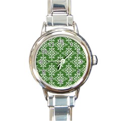 St Patrick S Day Damask Vintage Round Italian Charm Watch by BangZart