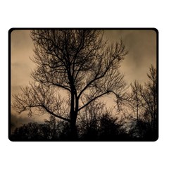 Tree Bushes Black Nature Landscape Double Sided Fleece Blanket (small)  by BangZart