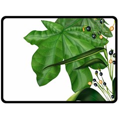 Plant Berry Leaves Green Flower Double Sided Fleece Blanket (large)  by BangZart