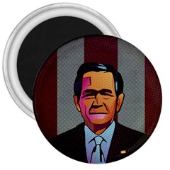 George W Bush Pop Art President Usa 3  Magnets by BangZart