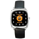 I accept bitcoin Square Metal Watch Front