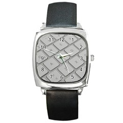 Keyboard Letters Key Print White Square Metal Watch by BangZart