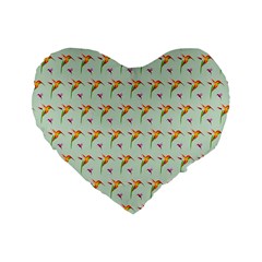 Birds Hummingbirds Wings Standard 16  Premium Heart Shape Cushions by Celenk