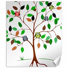 Tree Root Leaves Owls Green Brown Canvas 8  X 10  by Celenk