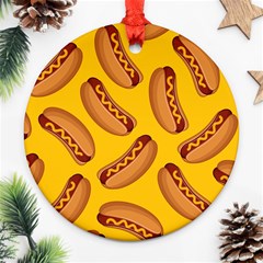 Hot Dog Seamless Pattern Round Ornament (two Sides) by Celenk