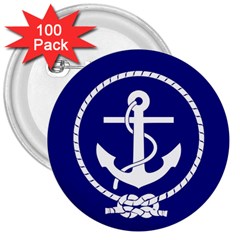 Anchor Flag Blue Background 3  Buttons (100 Pack)  by Celenk