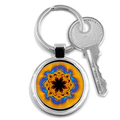 Digital Art Fractal Artwork Flower Key Chains (round)  by Celenk