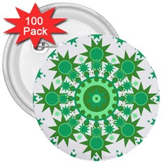 Mandala Geometric Pattern Shapes 3  Buttons (100 Pack)  by Celenk