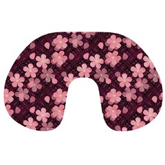 Cherry Blossoms Japanese Style Pink Travel Neck Pillows by Celenk