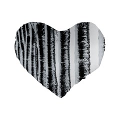 Row Trees Nature Birch Standard 16  Premium Flano Heart Shape Cushions by Celenk