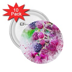 Blackberry Fruit Art Abstract 2 25  Buttons (10 Pack)  by Celenk