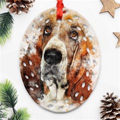 Dog Basset Pet Art Abstract Oval Filigree Ornament (two Sides) by Celenk