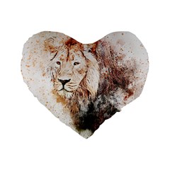 Lion Animal Art Abstract Standard 16  Premium Heart Shape Cushions by Celenk