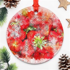 Strawberries Fruit Food Art Ornament (round) by Celenk