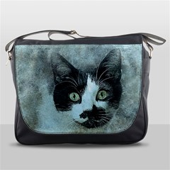 Cat Pet Art Abstract Vintage Messenger Bags by Celenk